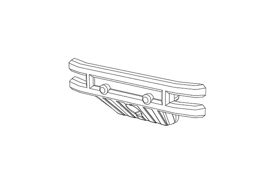 Line drawing diagram of the MJX RC Front Bumper showing its dual bar structure and mounting posts.