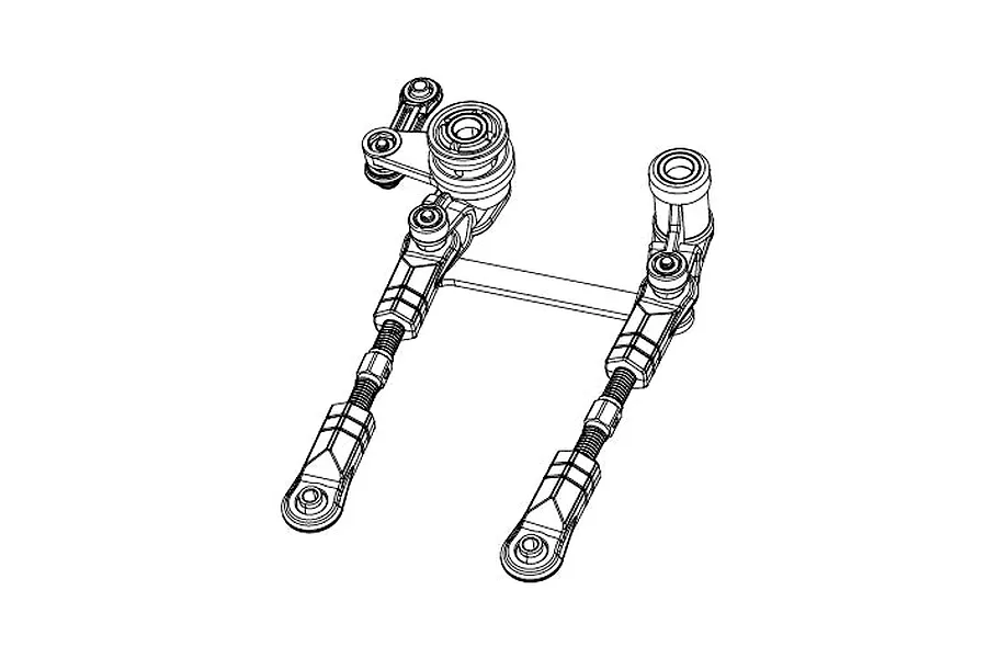 Black and white line art diagram of an RC steering bell crank and drag link assembly.