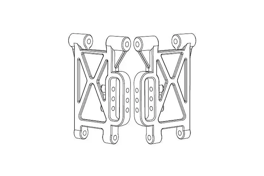 Black and white technical diagram showing two front lower suspension arms for MJX RC vehicles.