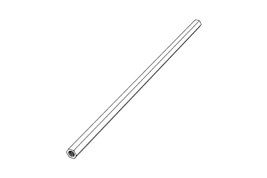 Line drawing of an MJX RC centre brace bar with threaded ends on a white background