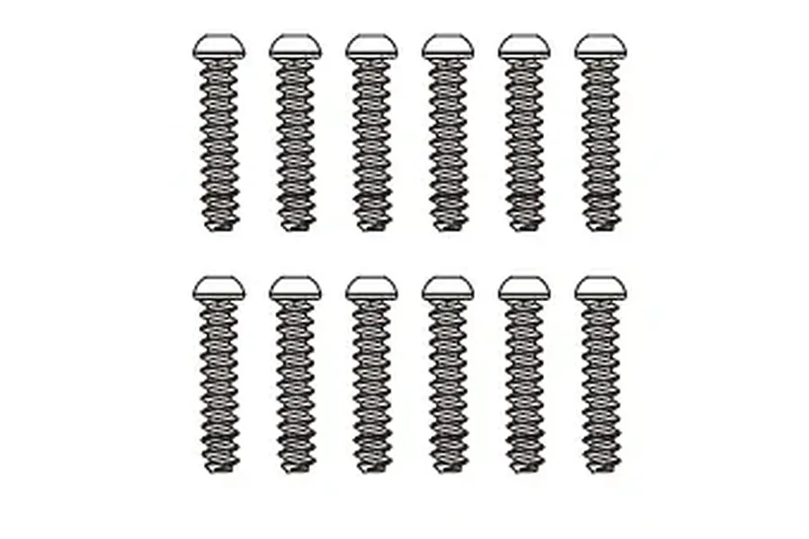 Diagram of twelve 2.5x12mm coarse thread countersunk head screws arranged in two rows of six on a white background.
