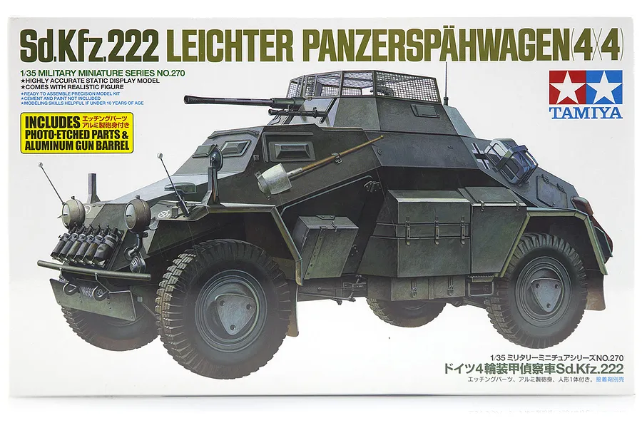 Tamiya 1/35 German Leichter Panzerspahwagen (4X4) (Sd.Kfz. 222) Scaled Plastic Model Kit image 17125