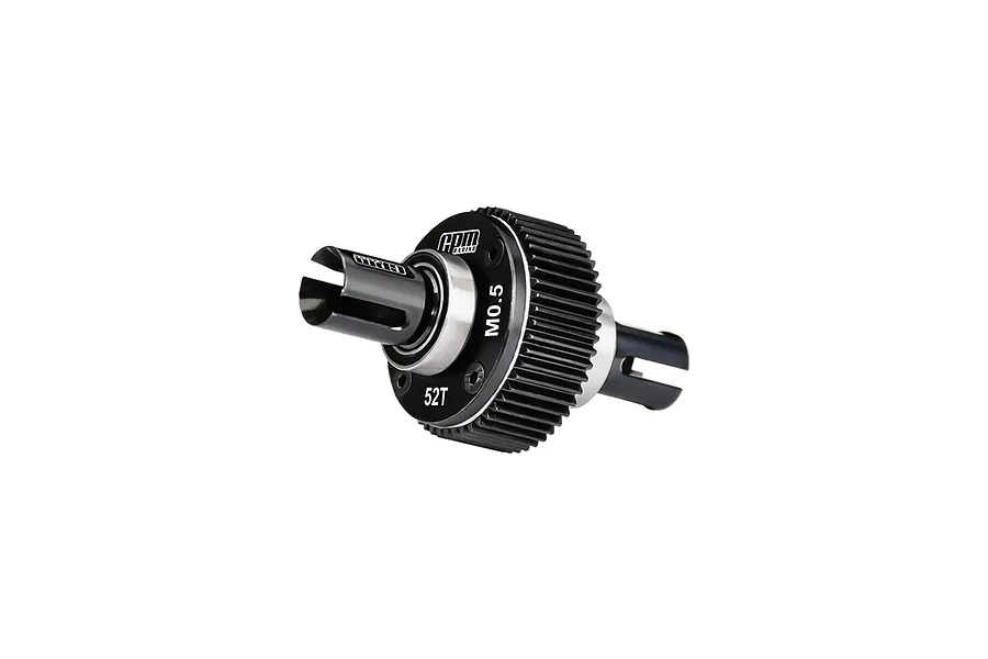 GPM Racing 40Cr Steel 52T 0.5Mod complete rear differential assembly shown against a plain white background.
