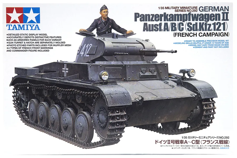 Tamiya 1/35 German Panzerkampfwagen II Ausf. A/B/C (Sd.Kfz. 121) French Campaign Tank Scaled Plastic Model Kit image 17136