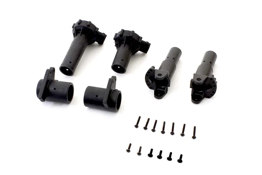 Kyosho Front Housing Set displayed on a clean white background, including black plastic housings and screws.