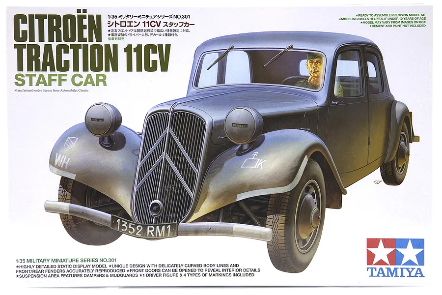 Tamiya 1/35 French/German Citroen Traction 11CV Staff Car Scaled Plastic Model Kit image 17141