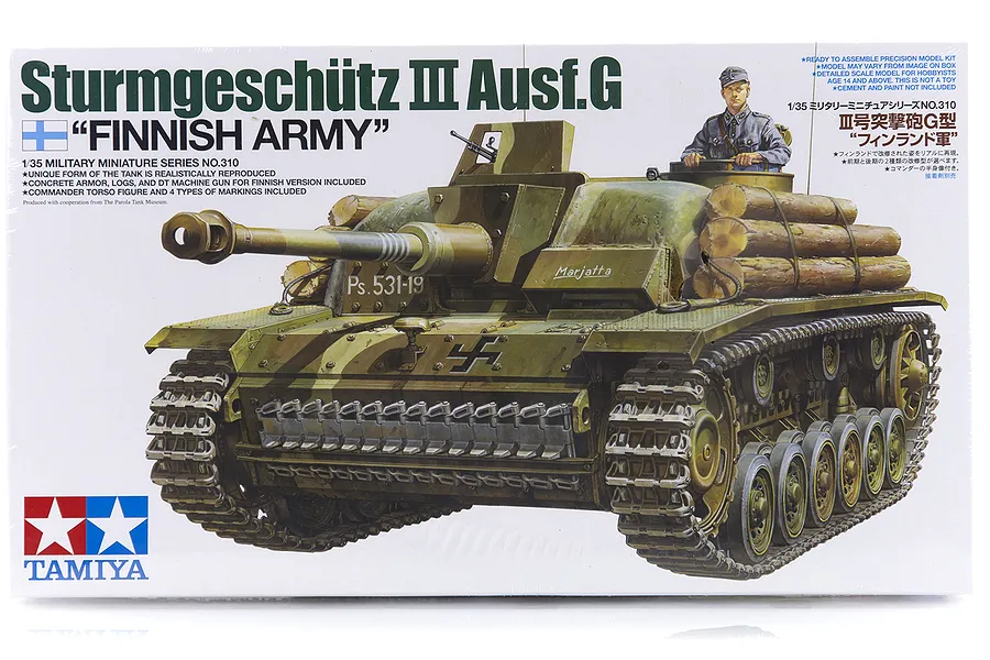 Tamiya 1/35 Finnish Sturmgeschutz III Ausf. G Tank Scaled Plastic Model Kit image 17146