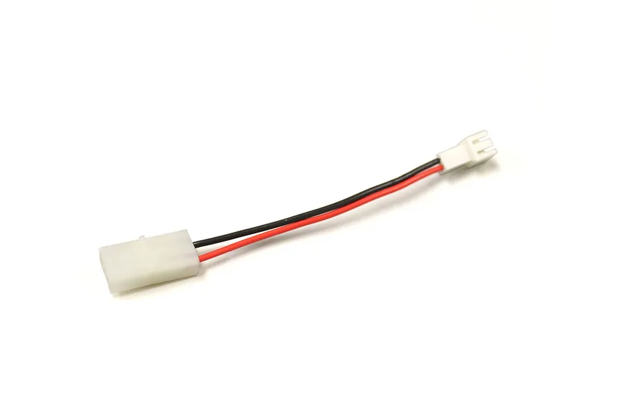 Kyosho charger adapter cable with white connectors and red and black wires on a white background.