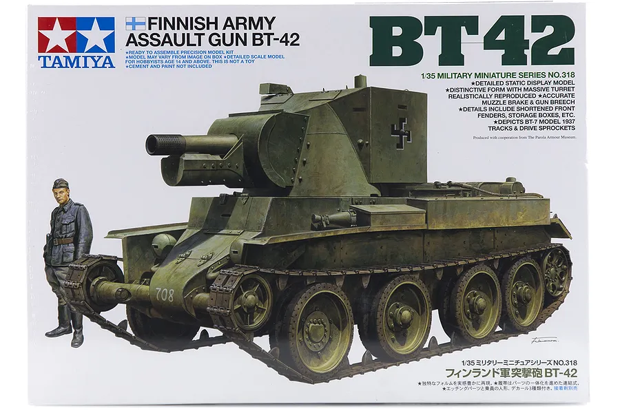 Tamiya 1/35 Finnish BT-42 Self-Propelled Assault Gun Scaled Plastic Model Kit image 17150