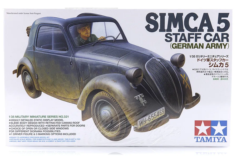 Tamiya 1/35 German Simca 5 Army Staff Car Scaled Plastic Model Kit image 17152
