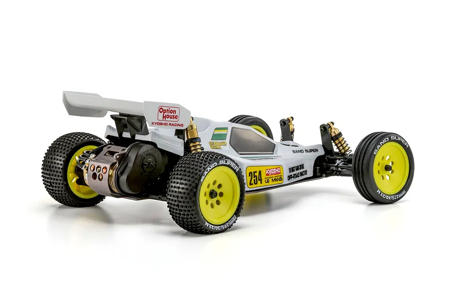 Rear-three-quarter studio view of the Kyosho Ultima Pro 1/10 scale electric 2WD RC buggy on a white background.