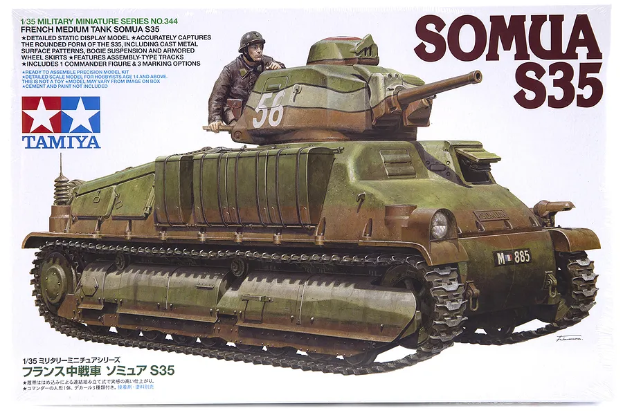 Tamiya 1/35 French Medium Somua S35 Tank Scaled Plastic Model Kit image 17168