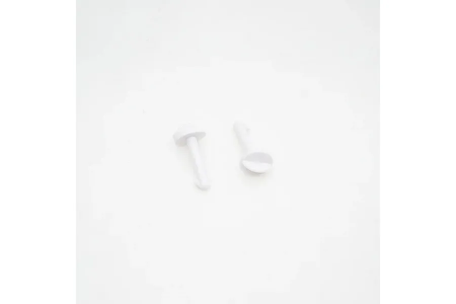 Two white plastic wing bolt plates displayed against a plain white background.