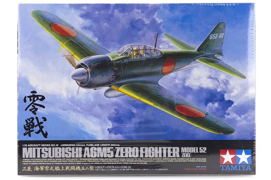 Tamiya 1/32 Mitsubishi Model 52 (Zeke) A6M5 Zero Fighter Scaled Plastic Model Kit image 17189