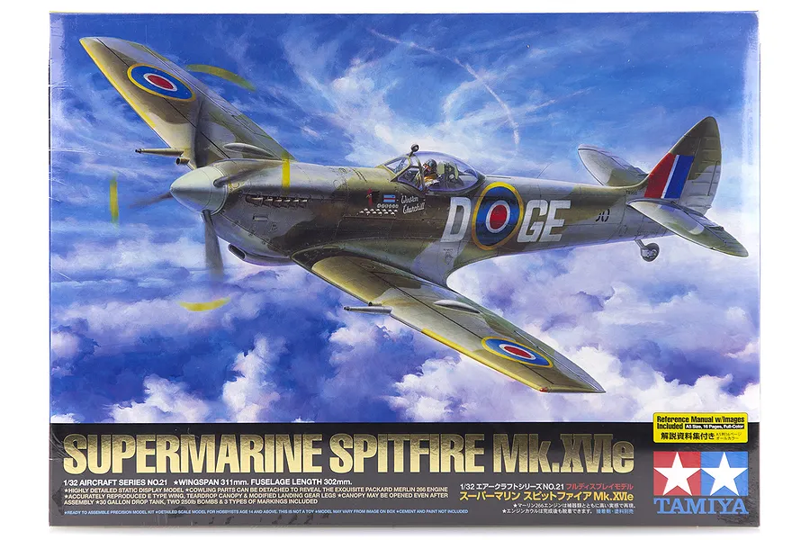 Tamiya 1/32 Supermarine Spitfire Mk.XVIe Fighter Scaled Plastic Model Kit image 17191