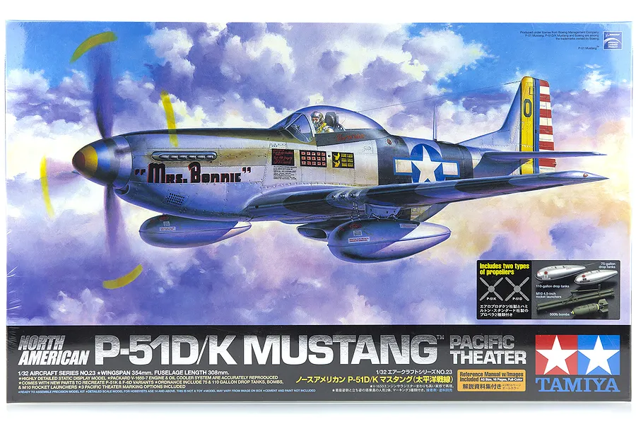Tamiya 1/32 Boeing North American Pacific Theater P-51D/K Mustang Scaled Plastic Model Kit image 17192