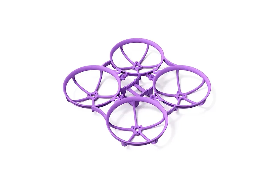 Purple BetaFPV Meteor75 Pro II drone frame featuring four integrated propeller ducts on a white background.