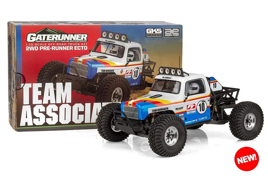 Element RC Gaterunner 1/10 scale 2WD trophy truck displayed in front of its branded product packaging box.