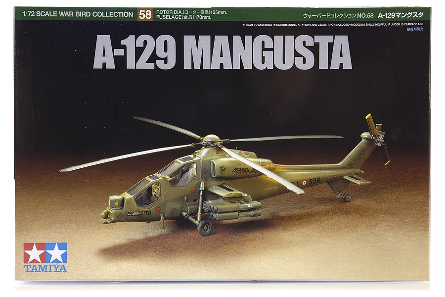 Tamiya 1/72 A-129 Mangusta Helicopter Scaled Plastic Model Kit image 17221