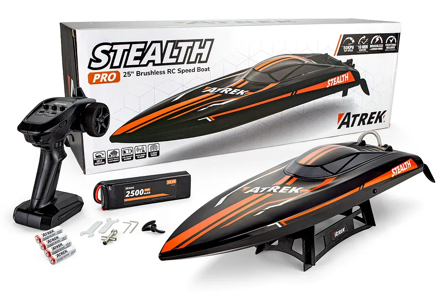 Atrek Stealth 25&amp;quot; Brushless RC Speed Boat Deep V RTR - Black image 3