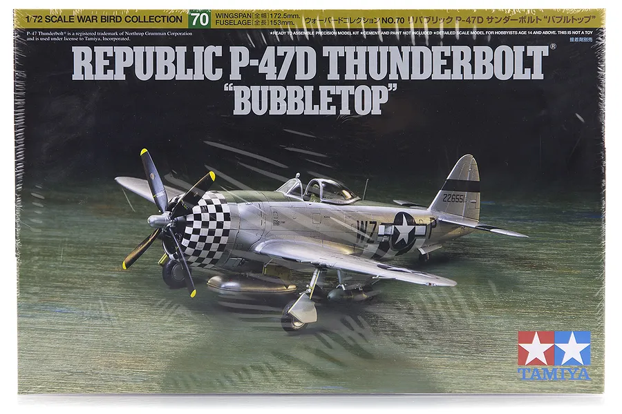 Tamiya 1/72 Republic P-47D Bubbletop Thunderbolt Fighter Scaled Plastic Model Kit image 17226