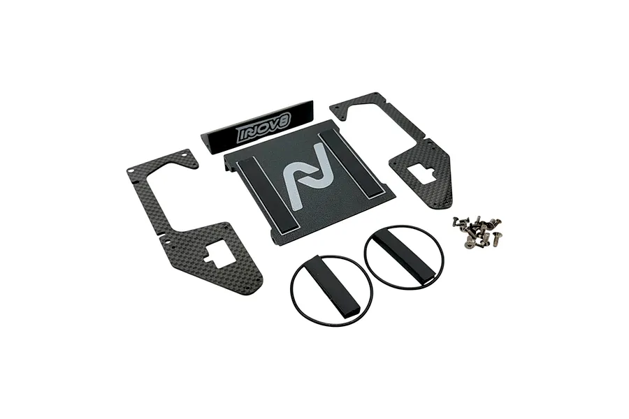 INOV8 3DX Carbon SkyRC TW Neo Warmer Car Stand kit disassembled on white background