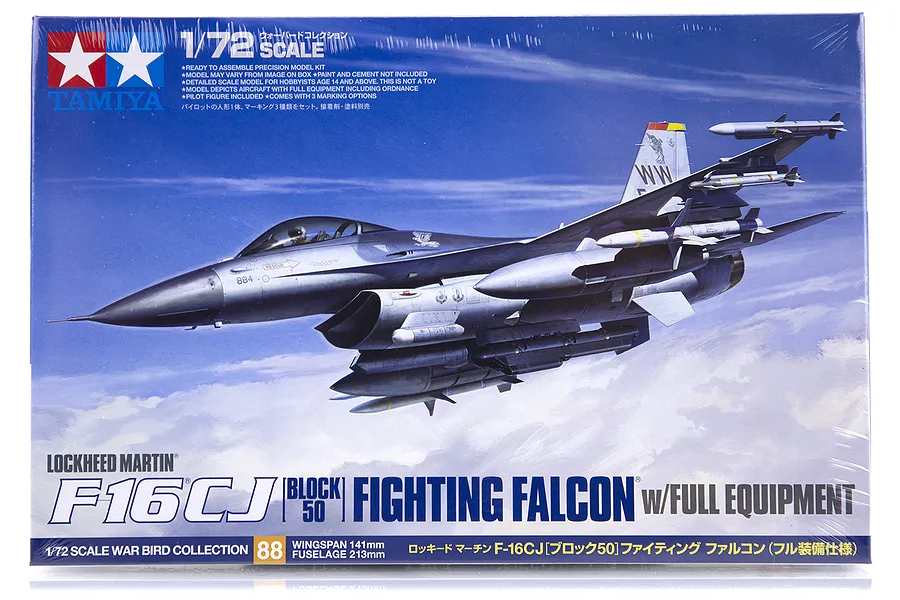 Tamiya 1/72 Lockheed Martin F-16CJ Block 50 Fighting Falcon Jet w/ Full Equipment Scaled Plastic Model Kit image 17238