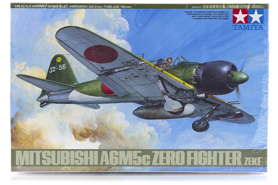 Tamiya 1/48 Mitsubishi A6M5c Zeke Zero Fighter Scaled Plastic Model Kit image 17243
