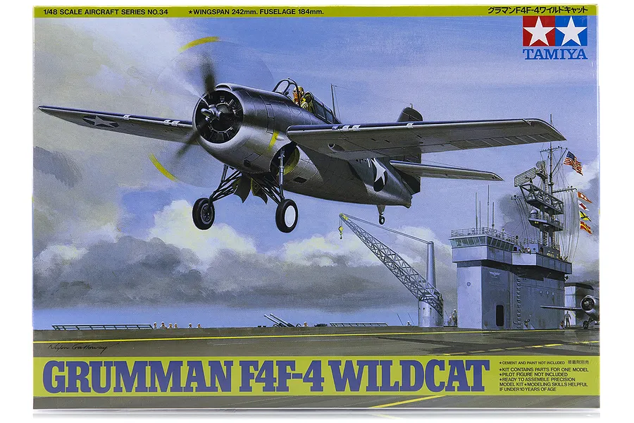 Tamiya 1/48 Grumman F4F-4 Wildcat Scaled Plastic Model Kit image 17247