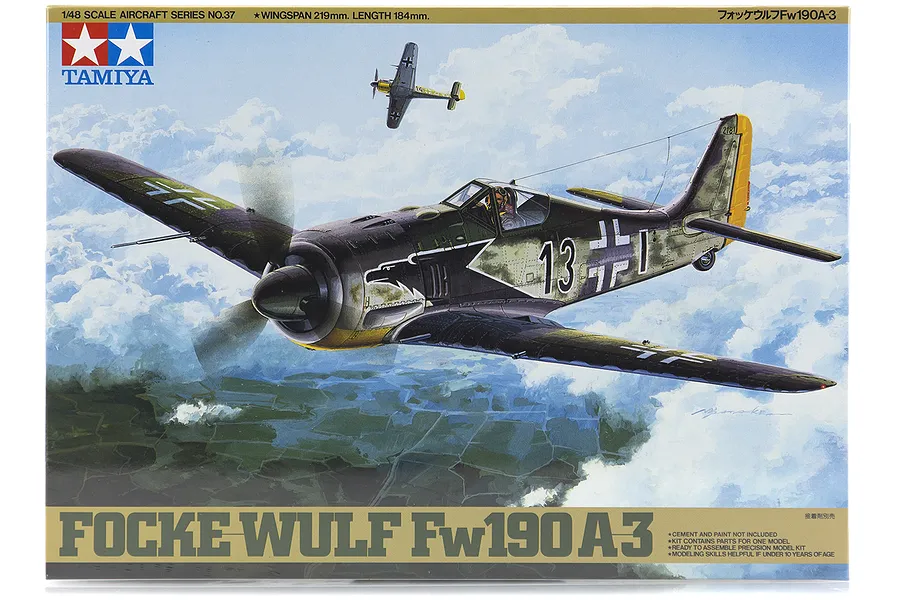 Tamiya 1/48 Focke-Wulf Fw190 A-3 Fighter Scaled Plastic Model Kit image 17249