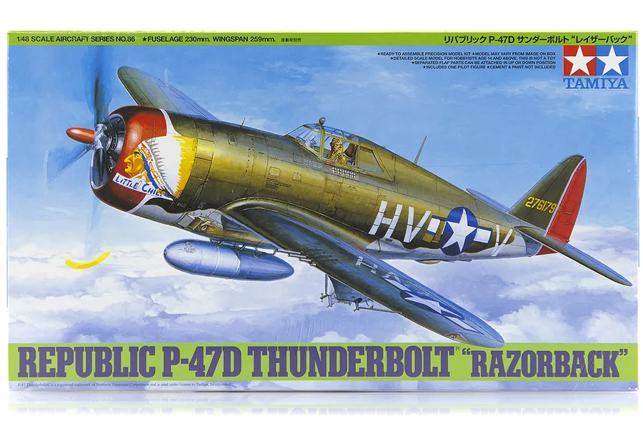 Tamiya 1/48 Republic P-47D Thunderbolt Razorback Fighter Scaled Plastic Model Kit image 17270