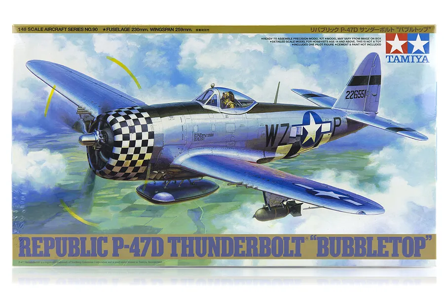 Tamiya 1/48 Republic P-47D Thunderbolt Bubbletop Fighter Scaled Plastic Model Kit image 17272