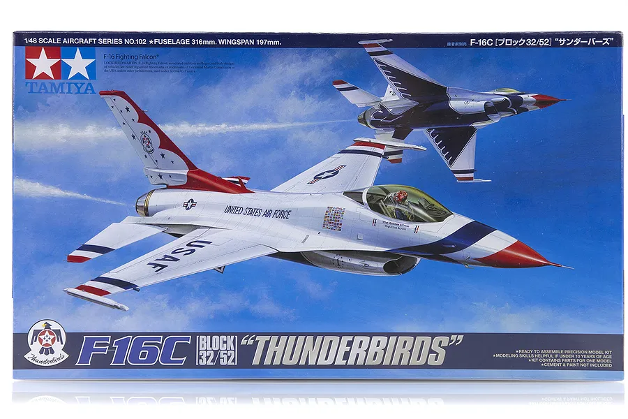 Tamiya 1/48 Lockheed Martin Block 32/52 F-16 C Fighting Falcon Thunderbirds Jet Scaled Plastic Model Kit image 17283