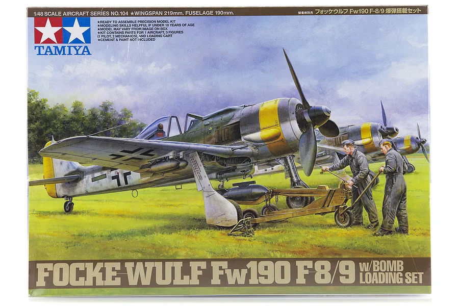 Tamiya 1/48 Focke-Wulf Fw190 F-8/9 Fighter w/ Bomb Loading Set Scaled Plastic Model Kit image 17285