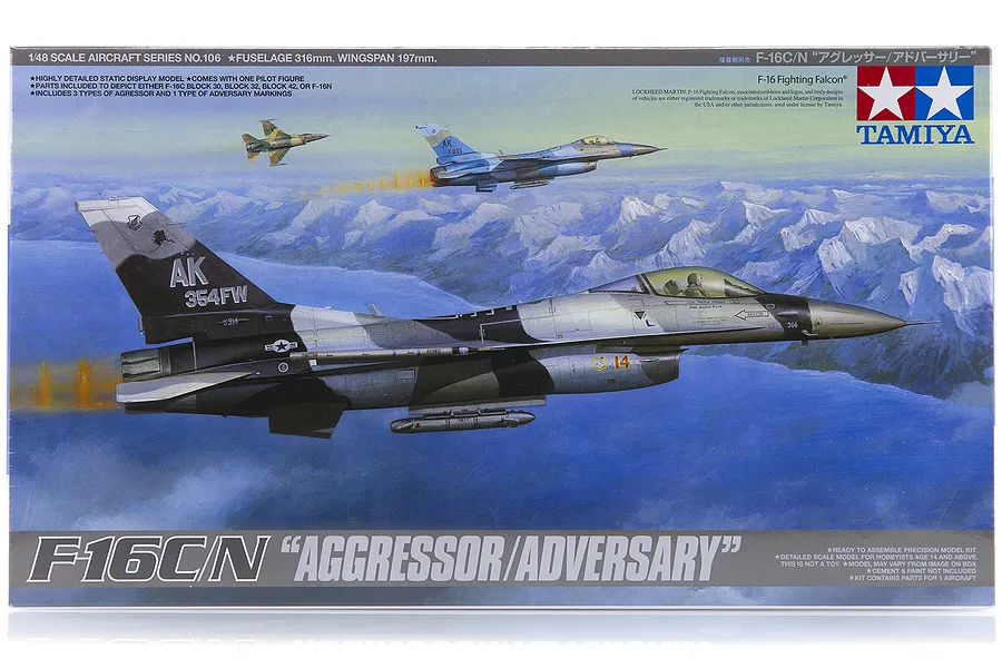 Tamiya 1/48 Lockheed Martin Aggressor/Adversary F-16 C/N Fighting Falcon Jet Scaled Plastic Model Kit image 17286
