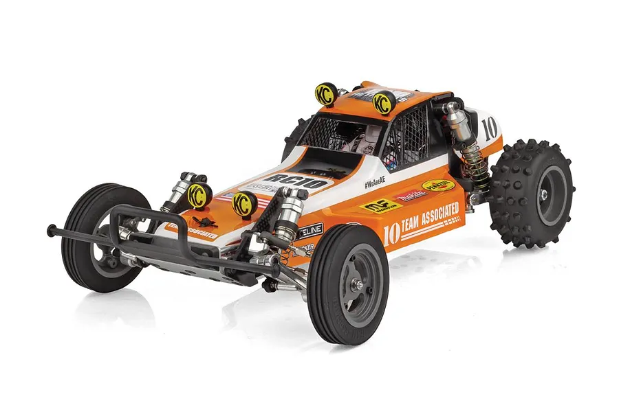 Team Associated RC10 Ultra Rider electric 2WD 1/10 scale RC buggy assembled on a white background.