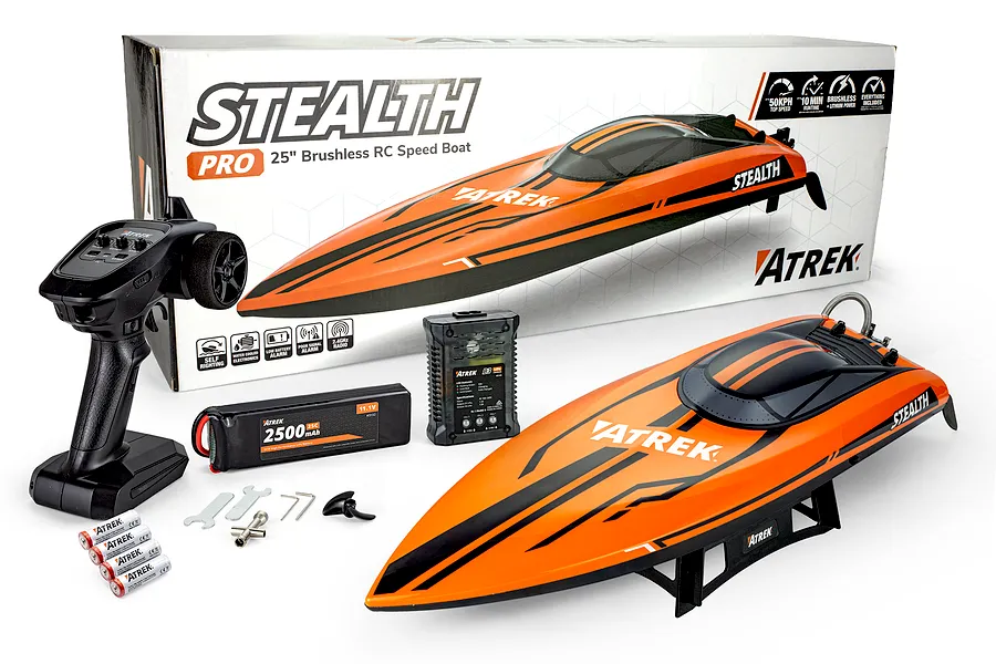 Atrek Stealth 25&amp;quot; Brushless RC Speed Boat Deep V RTR - Orange image 3