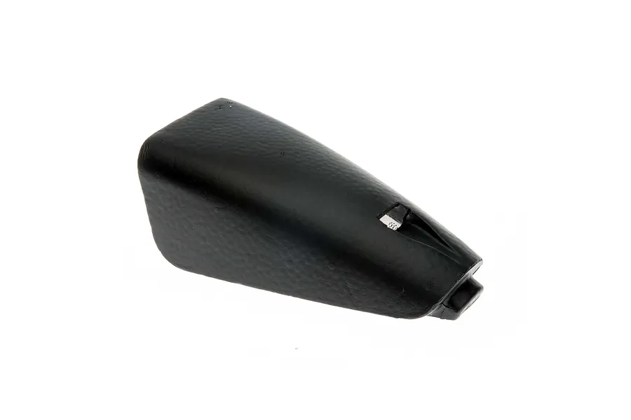 Studio shot of a black foam HobbyZone RC plane hatch against a white background.