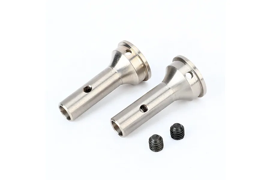 Method RC Titanium CVD Stub Axles with two grub screws against a plain white background.