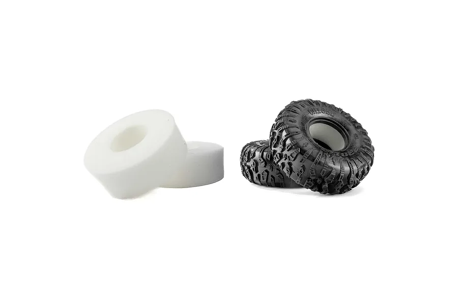 Pro-Line 1/10 Chisel II G8 crawler tyres and white foam inserts shown against a clean white studio background.