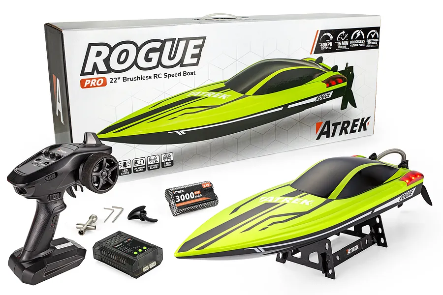Atrek Rogue 22&amp;quot; Brushless RC Speed Boat Deep V RTR - Green image 3