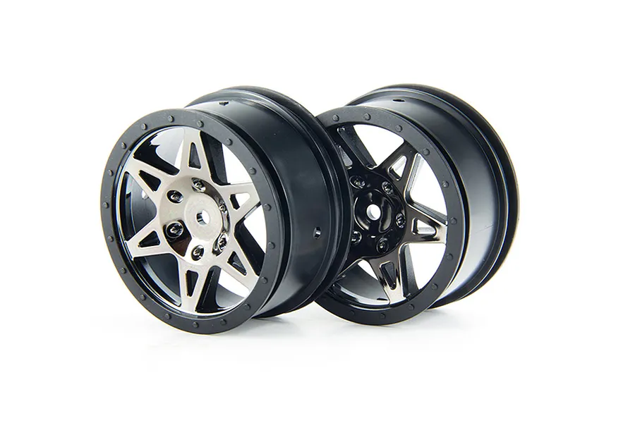 ARRMA 2.0/2.2&amp;quot; RAIDER Front Chrome Black Rims 2Pcs image 17400