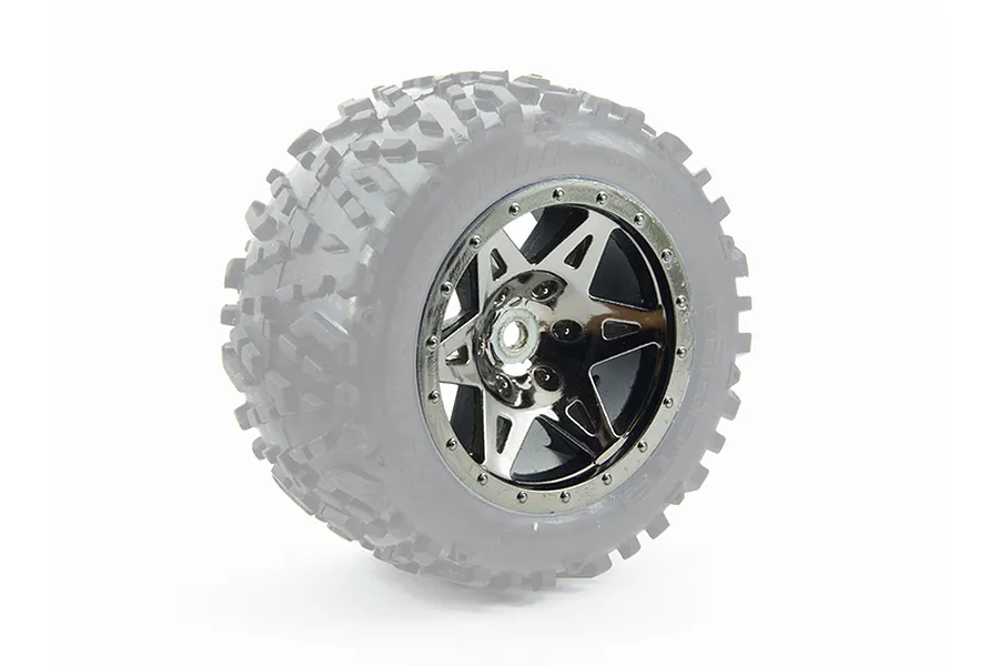 ARRMA 2.0/2.2&amp;quot; RAIDER Rear Chrome Black Rims 2Pcs image 17401