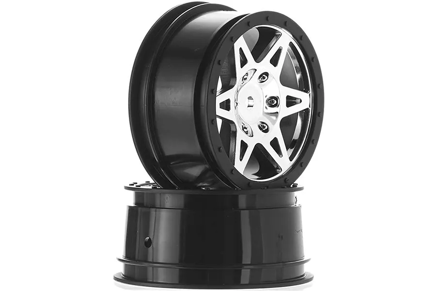 ARRMA 2.0/2.2&amp;quot; RAIDER Front Chrome/Black Rims 2Pcs image 17406