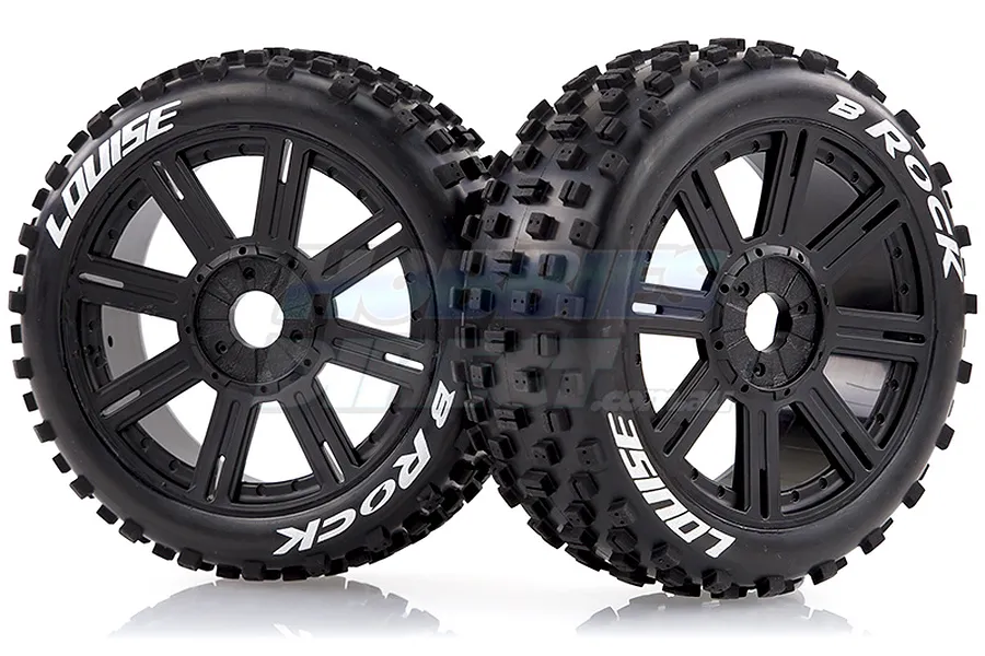 Louise 3.3&amp;quot; B-Rock Tyres on Black Spoke Rims - Glued Buggy Wheels w/ Foam 2Pcs image 17754