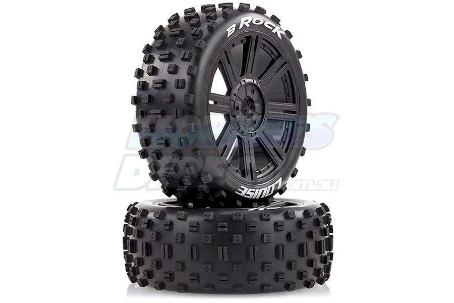 Louise 3.3&amp;quot; B-Rock Tyres on Black Spoke Rims - Glued Buggy Wheels w/ Foam 2Pcs image 17755