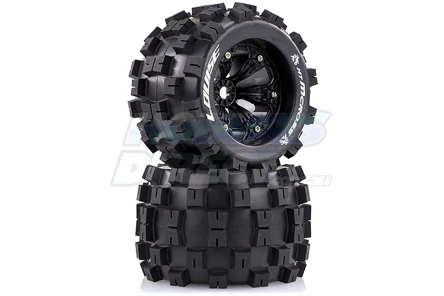 Louise 3.8&amp;quot; MT-Mcross Tyres on Black Spoke Rims - Glued Truck Wheels w/ Foam 2Pcs image 2
