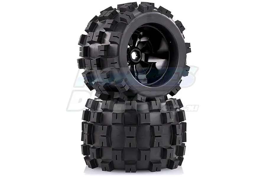 Louise 3.8&amp;quot; MT-Mcross Tyres on Black Spoke Rims - Glued Truck Wheels w/ Foam 2Pcs image 3