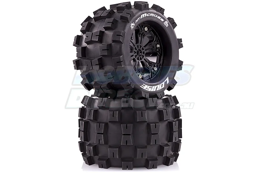 Louise 3.8&amp;quot; MT-Mcross Tyres on Black Spoke Rims - Glued Truck Wheels w/ Foam 2Pcs image 17770