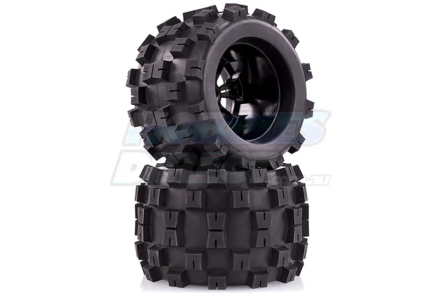 Louise 3.8&amp;quot; MT-Mcross Tyres on Black Spoke Rims - Glued Truck Wheels w/ Foam 2Pcs image 17771